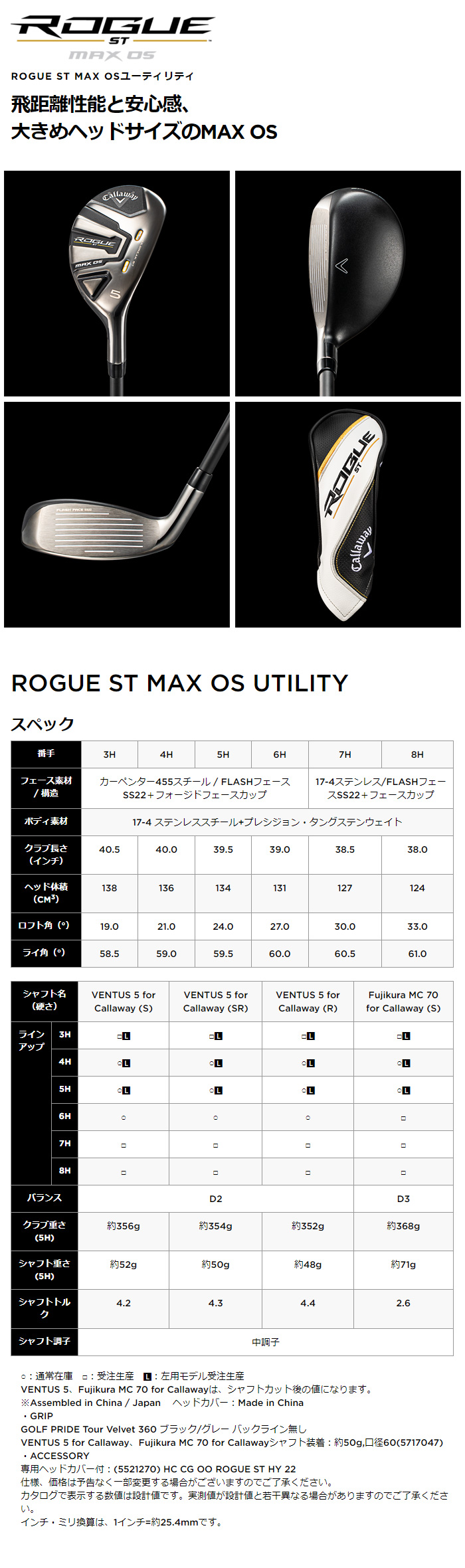 2022 キャロウェイゴルフ ROGUE ST MAX OS UTILITY ローグ ST MAX OS ユーティリティ kirimaja